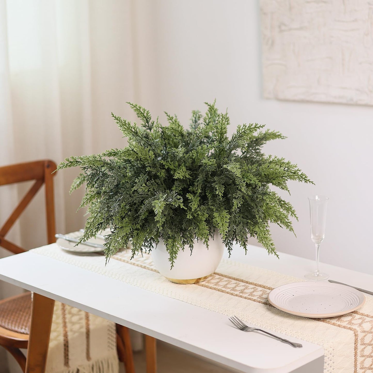 GLIDLION 18" Soft Textured Cedar Branches -24 Pcs, Artificial Christmas Cedar Branch Realistic Fake Pine Picks Faux Greenery Plants Stem for Vase DIY Crafts Garland Wreath Indoor Outdoor Home Decor