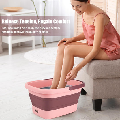 Collapsible Foot Bath Basin for Soaking Feet,Pedicure Foot Spa, Foot Tub with Handles and Massage Acupoint,Multifunction Collapsible feeting Soak Tub-Green