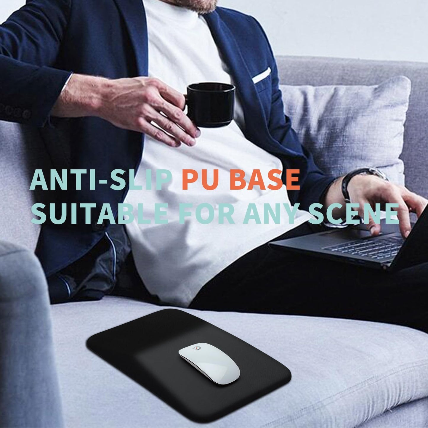Kuosgm Large Ergonomic Mouse Pad Wrist Support, Carpal Tunnel Pain Relief Mousepad Wrist Rest, Wrist Pad for Mouse with Gel Memory Foam for Computer & Wireless Mouse(Black, 13x8 inch)