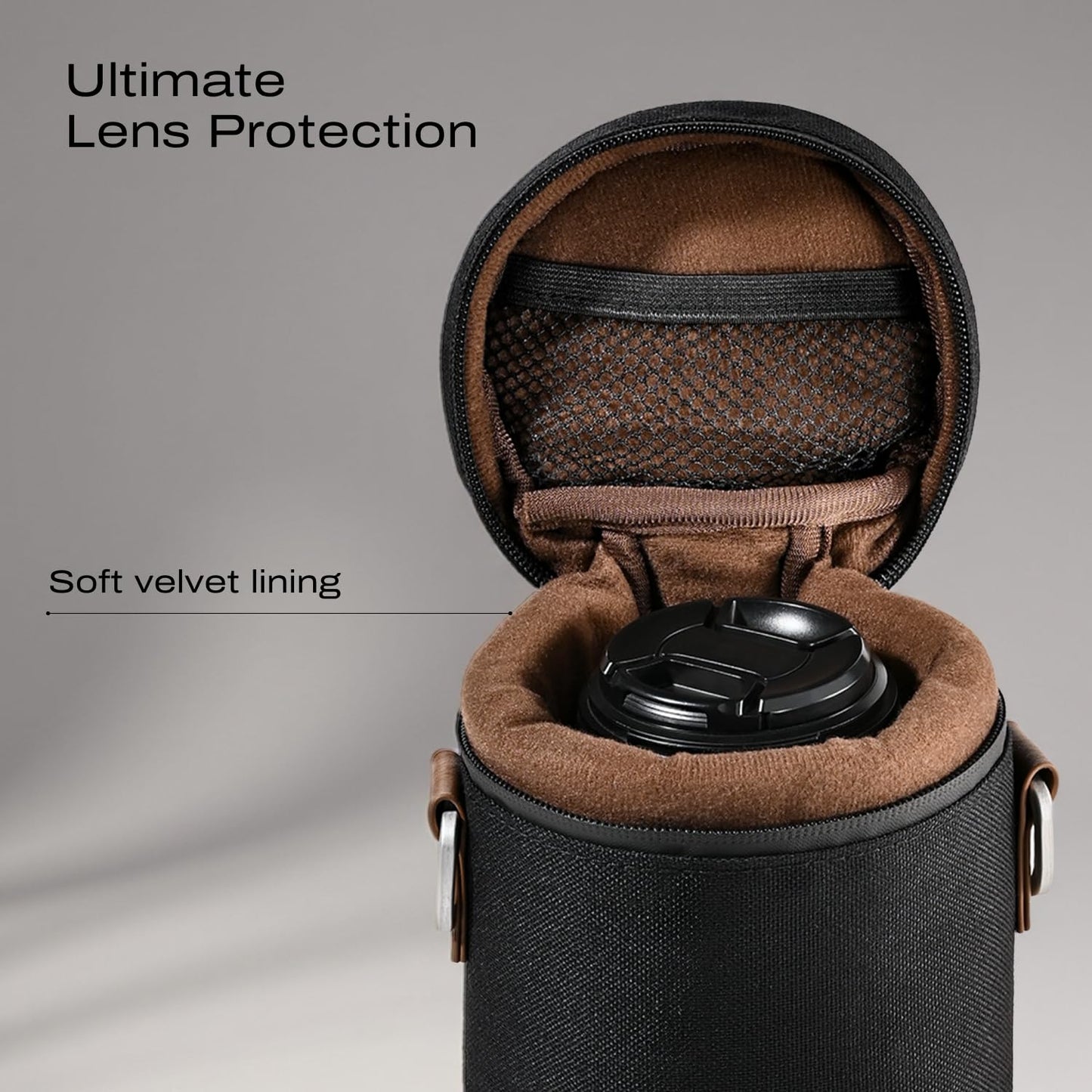 C Coiro Premium Camera Lens Case with Quick Release Strap, Water Resistant Protective Lens Pouch for DSLR Camera, 2 Size L and M, Compatible for Canon, Nikon, Sony, Pentax, Olympus