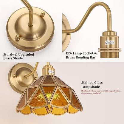 Vintage Battery Operated Wall Sconce Set of 2 with Remote, Rechargeable Wall Lamp 3 Colors Dimmable, Gold Lights Fixture for Bedroom Living Room Hallway Coffee Stone Triangle Checker