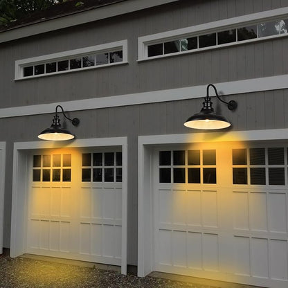 Exterior Farmhouse Gooseneck Barn Light,3PCS Dusk to Dawn Outdoor Lighting, 16 Inch Vintage Outside Garage Lights Fixtures for Patio Frontdoor Entryway Doorway, Matte Black