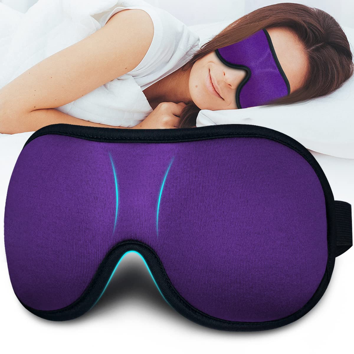 Sleep Mask for Women Men, Ultrathin Light Blocking Sleeping Mask, No Pressure On Eyes 3D Contoured Blindfold, Soft Comfort Eye Shade Cover for Travel/Naps/Yoga/Shift Work.（Black）