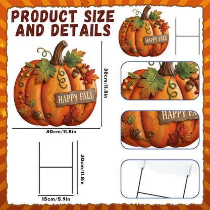 Amyhill Fall Outdoor Decor Pumpkin Metal Garden Stakes 25 Inch Autumn Welcome Yard Signs Fall Decorations Autumn Outdoor Decorative Garden Stakes Decorations Thanksgiving Harvest Patio Lawn Walkway