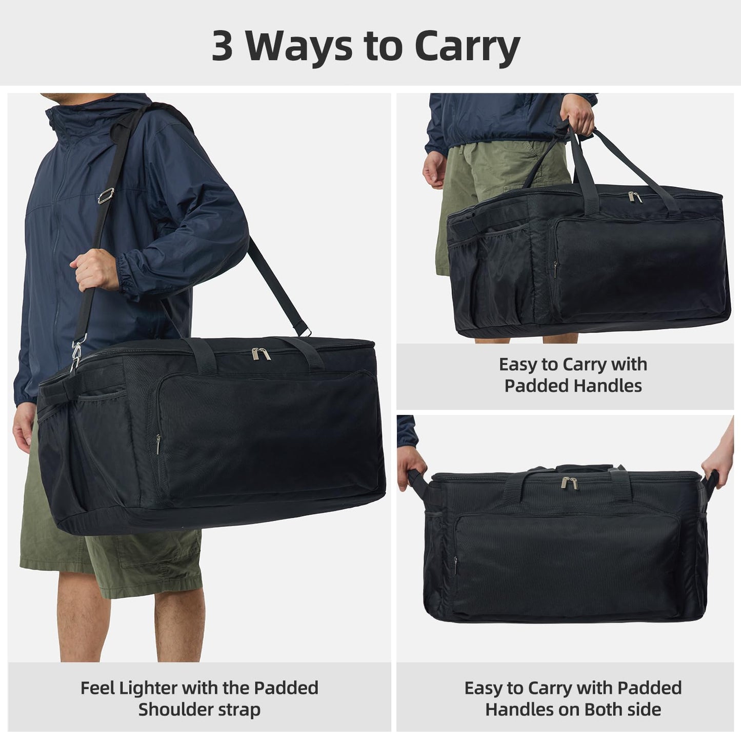 NOELIFE Grill Carry Bag for Cuisinart CGG-306 Chef's Style Tabletop Grill, Padded Portable Case with Pockets for Small Propane Cylinders & Outdoor Griddle Accessories, Water-Resistant (Bag Only)