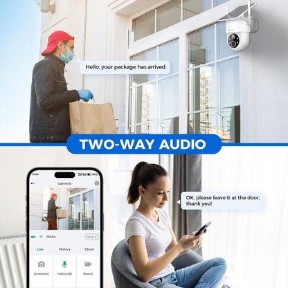 LITYMOL 2K 360° View Security Cameras Wireless Outdoor, Solar Cameras for Home Security, Color/IR Illumination Night Vision, AI Detection, 2-Way Audio, Siren Alarm, SD/Cloud Storage, 2.4g WiFi