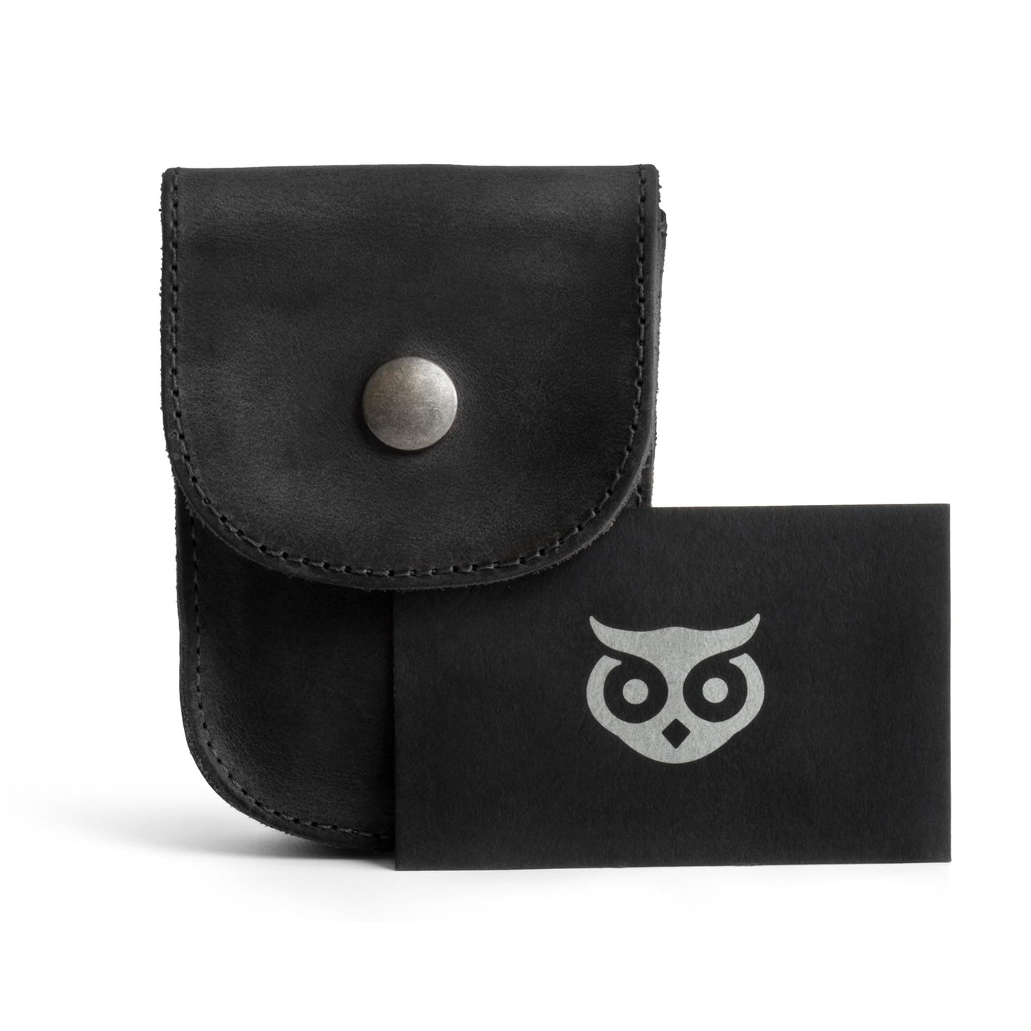 Hide & Drink, Full Grain Leather Holster Pouch, Durable EDC Waist Bag for Coins, Pocket Wallet, Headphones, Personal Items, Conveniently Attaches to Belt, Snap Closure, Handmade, Charcoal Black