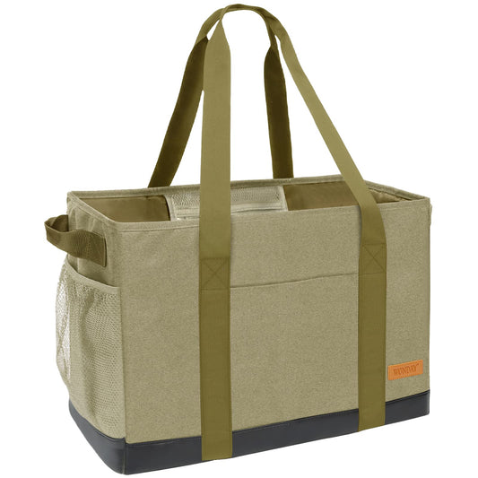 WONDAY Extra Large Utility Tote Bag - Standing Reusable Grocery Bag with Handle, Collapsible Storage Organizer for Shopping, Beach, Work