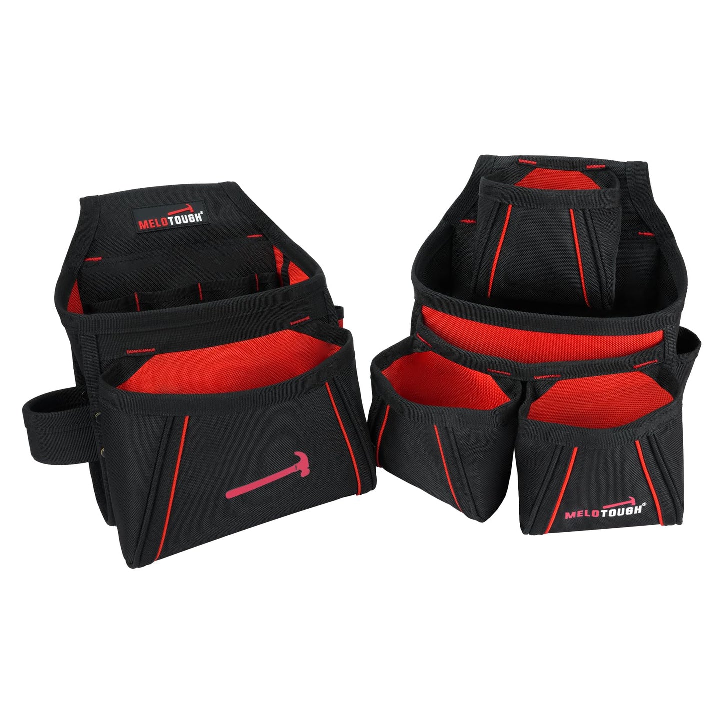 MELOTOUGH Tool Belt with Suspenders Electrician Tool Bag Suspenders Framers Combo Apron Tool Belt Construction Tool Pouch Suspenders Heavy Duty Carpenter Suspension Rig(RED)