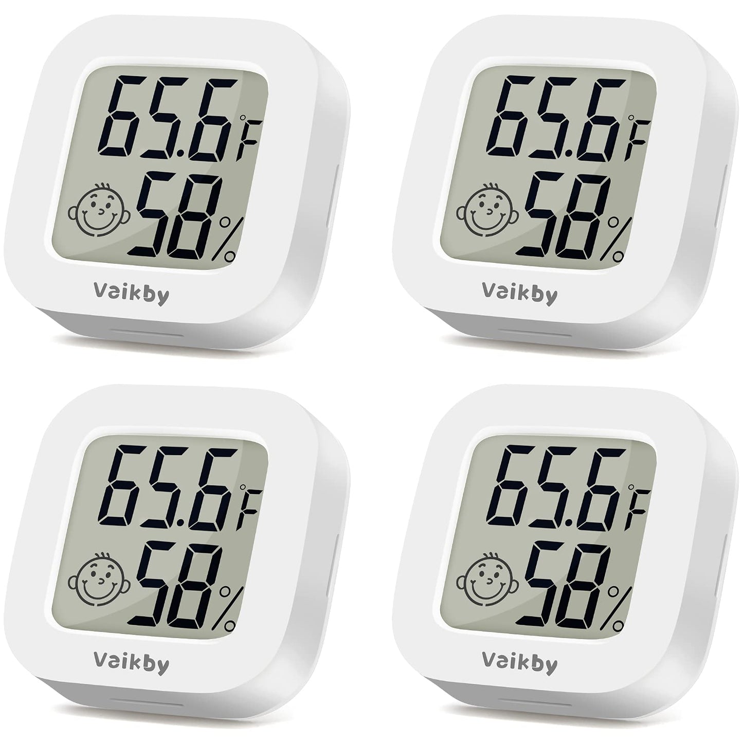 Vaikby Indoor Thermometer 4Pack, Humidity Gauge Meter Digital Hygrometer Room Thermometer for Home, Hight Accurate Temperature and Humidity Monitor for Greenhouse, Reptile, Humidors, Cellar, Office