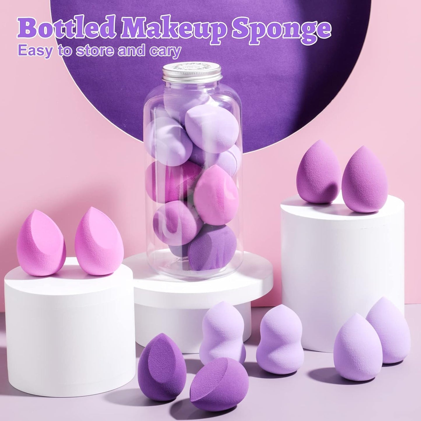 Makeup Sponges BS-MALL 10 Pcs blender sponge for Liquid, Cream, and Powder, Multi-colored Makeup Sponges Purple