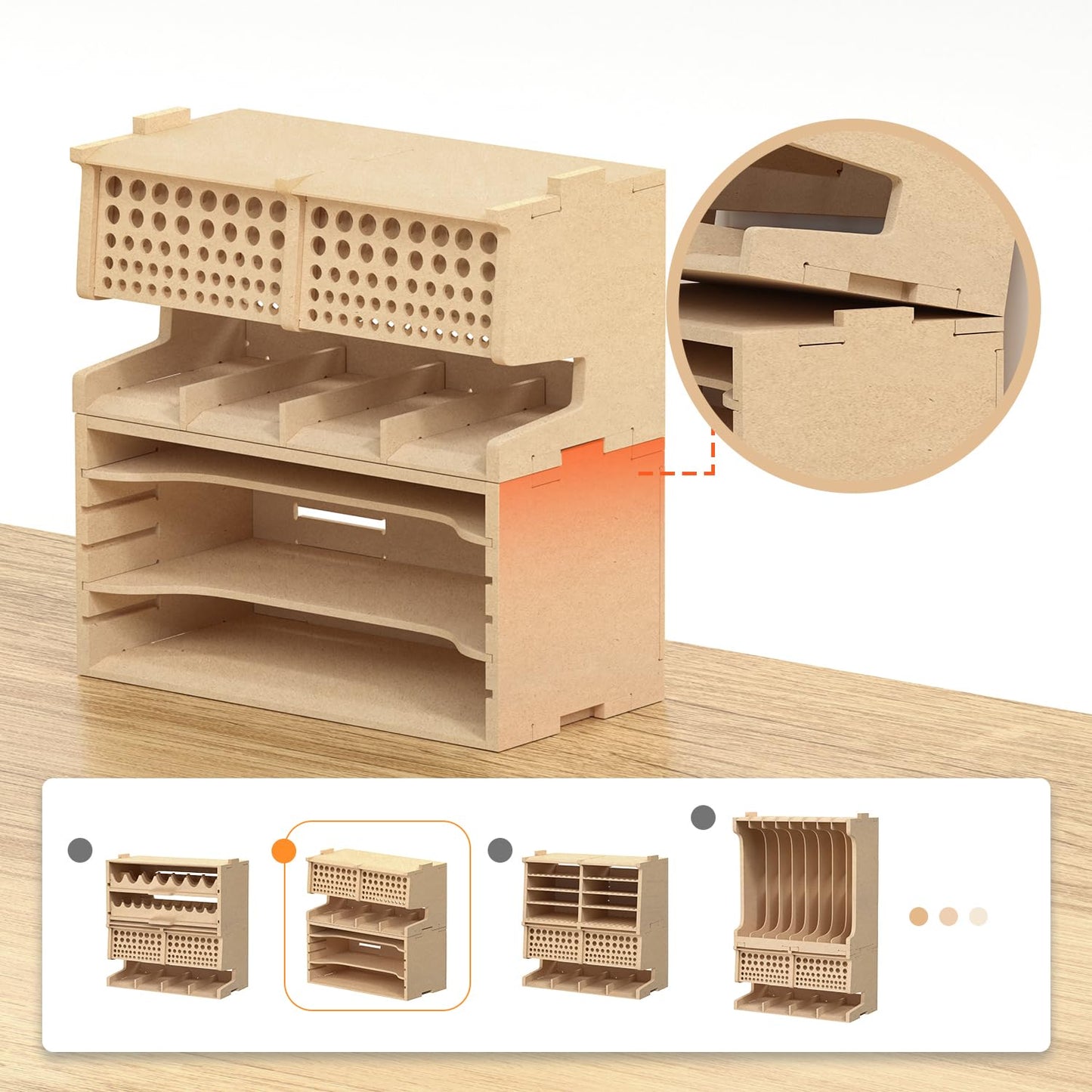 Bucasso Wooden Model Kit Tool Storage Rack with 100 Holes, Brush/Paint Organizer with MDF Material, Craft Supplies Storage, Brush/Tool Holder, Suitable for Tamiya/Gundam Tools, GK6