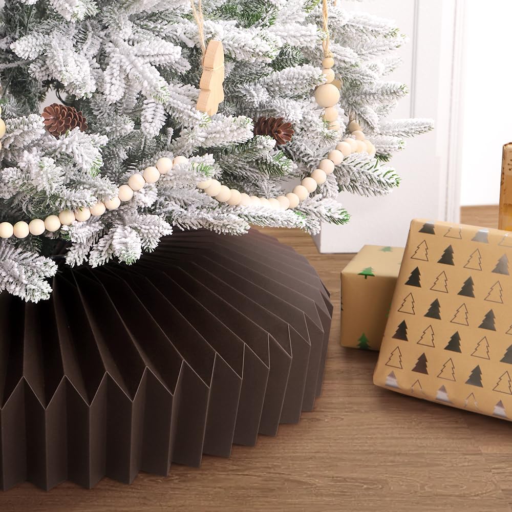 JOICEE Honeycomb Christmas Tree Collar,Foldable Paper Christmas Tree Ring Modern Tree Base Cover Basket Skirt Collars for Artificial Trees Christmas Holiday Home Decoration (Brown)