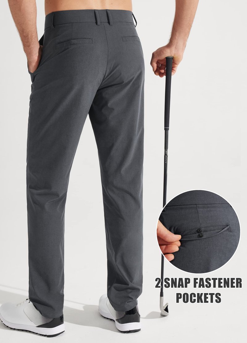 Libin Mens Golf Pants Stretch Work Dress Pants 30" Quick Dry Lightweight Business Casual Pant for Men Comfy Water Resistant, Iron Grey, 44W x 30L
