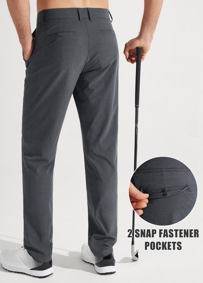 Libin Mens Golf Pants Classic Fit Stretch Work Dress Pants 32" Quick Dry Lightweight Business Casual Trousers Comfort Water Resistant with Pockets, Iron Grey, 36W x 32L