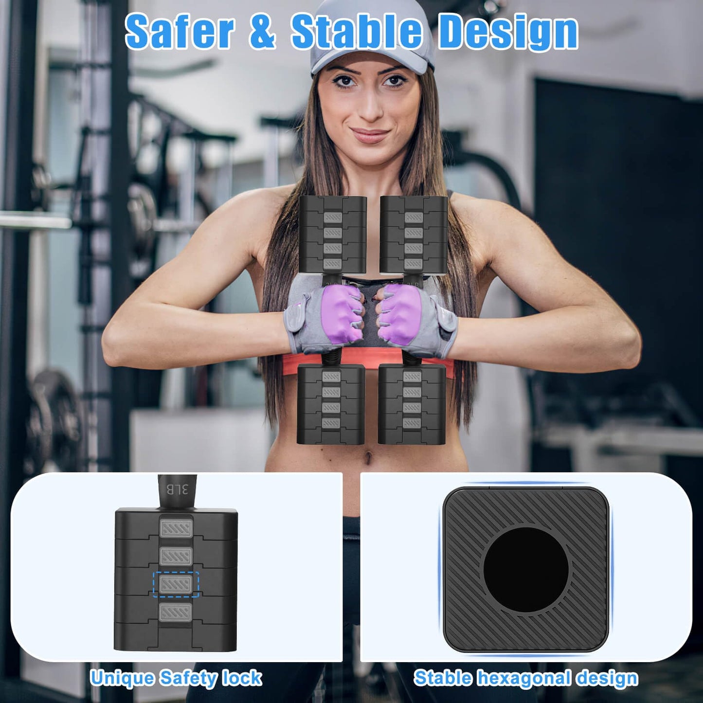 Adjustable Dumbbells Set of 2, 5-in-1 Adjustable Weight Dumbbells for Women/Men, 3lb/5lb/7lb/9lb/11lb Dumbbell Weights Set for Home Gym Workout