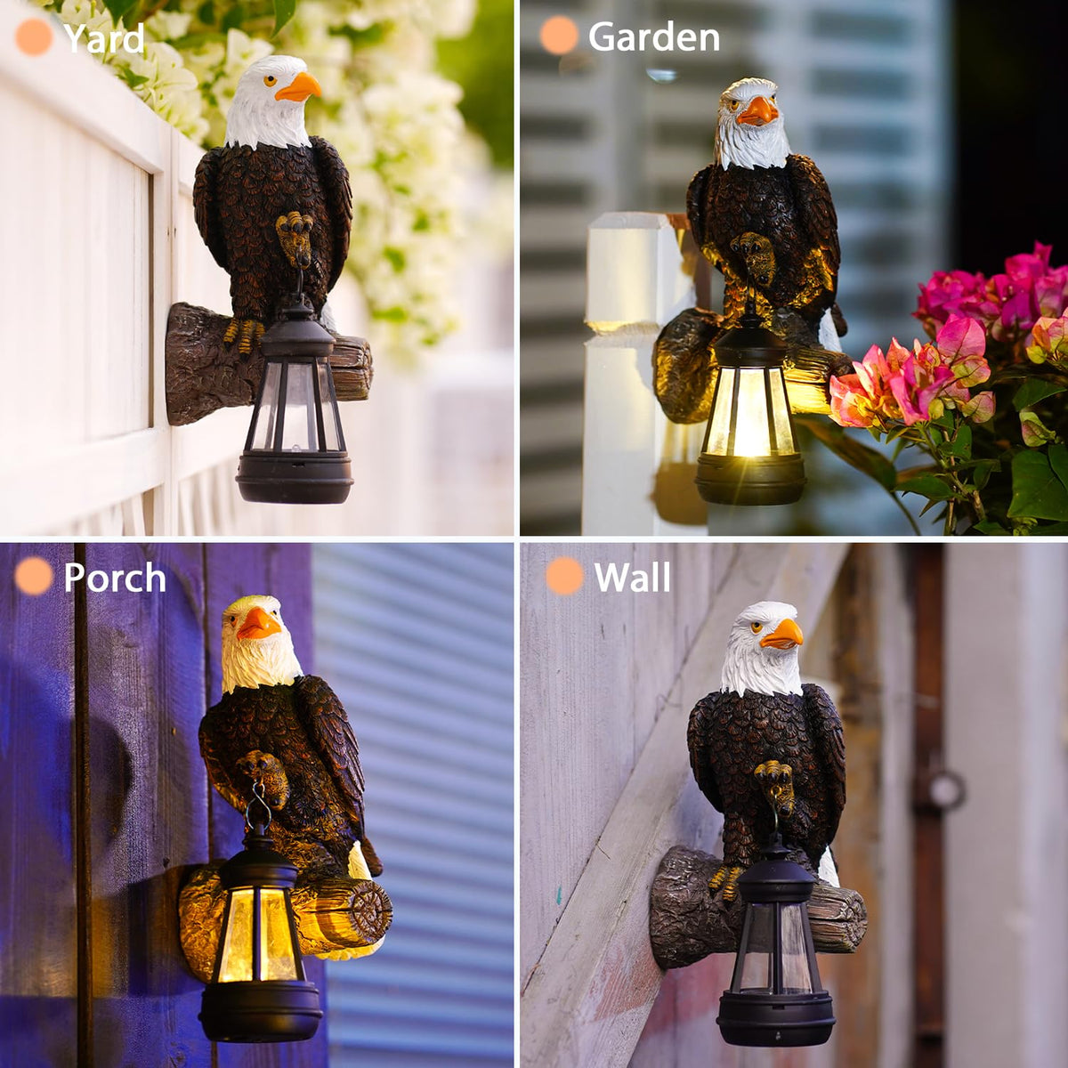 Fashionoda Eagle Tree Hugger with Solar Lantern - Resin Eagle Statue for Outdoor Garden Decor - Ideal Eagle Housewarming & Birthday Gifts for Grandma Mom Women