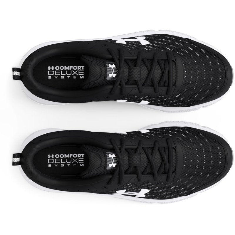 Under Armour Men's Charged Assert 10 Running Shoe, (001) Black/Black/White, 7 XX-Wide