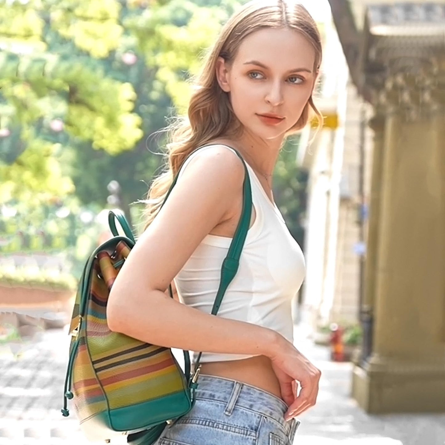 BOYATU Genuine Leather Backpack for Women: Best Fashion Ladies Backpacks Purses - Casual Designer Colorful Back Pack Bag for Travel