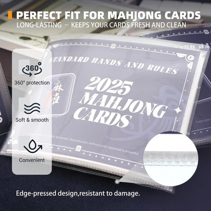 2025-2026 Mah Jong Card Sleeve Holder, Fit Large Print Size(6 1/8”x4 3/4”), Durable Protective Cover Holder, Mah Jong Card Protector Set (Frosted-4Pack)