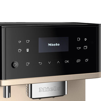 Miele CM 6360 MilkPerfection Automatic Coffee Machine - OneTouch for Two, AromaticSystem, 8 individual profiles, DoubleShot, WiFi-compatible, LED lighting, in Obsidian Black CleanSteel Metallic