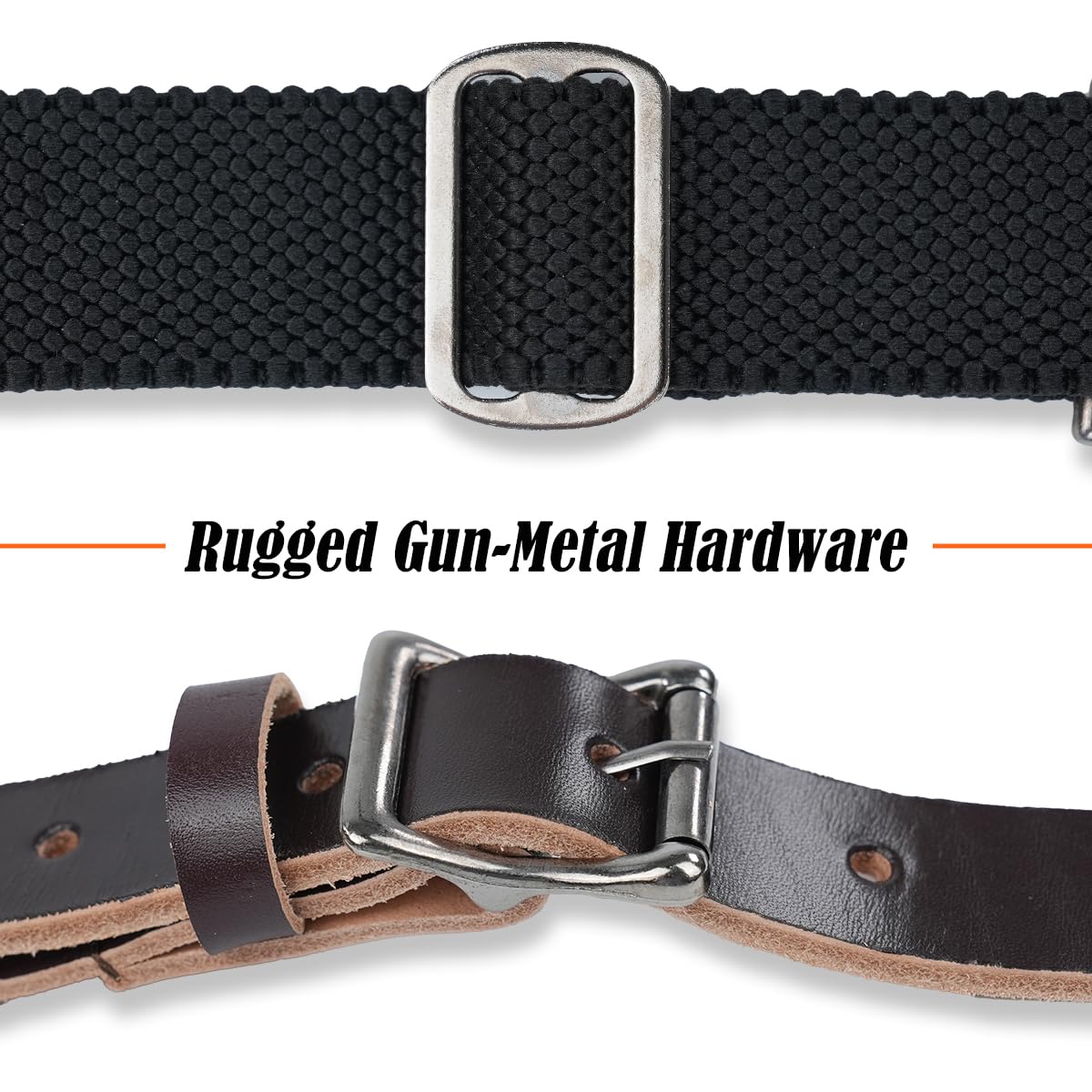 WELKINLAND Heavy-Duty Buffalo Leather Work Suspender, 1.5"-Wide Brown Leather Suspenders for Man, Top-Grain Leathers Suspender Man Belt Loop for Jeans, Genuine Leathers Suspenders for Men Western