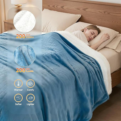 Heated Blanket Electric Blanket Queen Size 84"x90" Fast Heating Electric Blanket with Dual Control 10 Heat Levels & 10 Hours Auto-Off Overheat Protection Cozy Soft Flannel Heated Throw Blanket