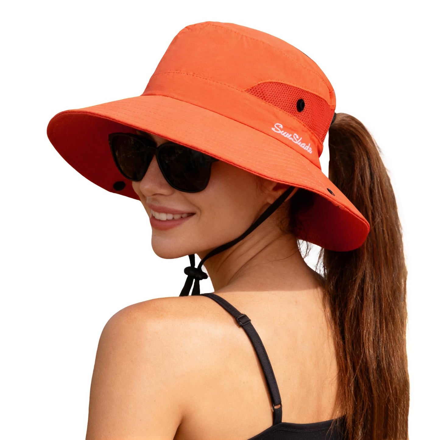 ZOORON Women's Ponytail Safari Sun Hat,Wide Brim UV Protection Outdoor Bucket Hat,Foldable Beach Summer Fishing Hat