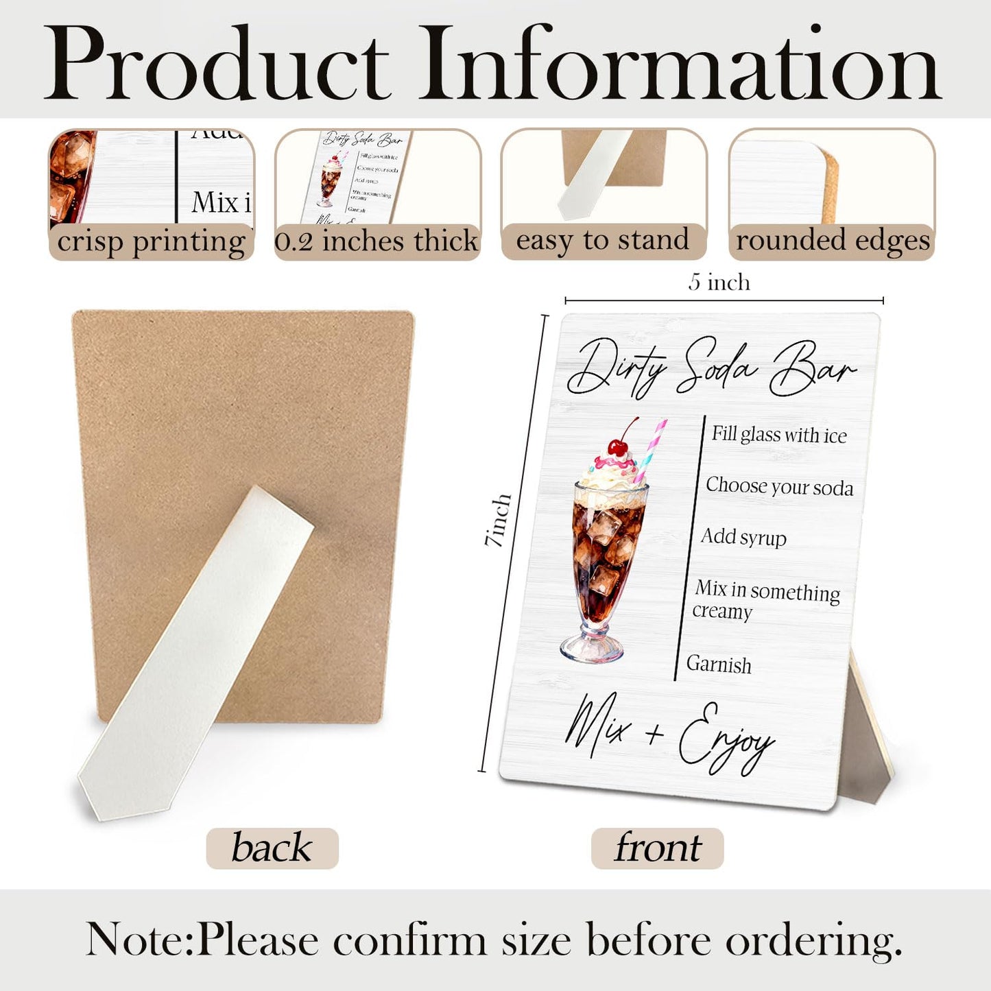 ERYBHKRTYH Dirty Soda Bar Sign - Dirty Soda Bar Supplies, Baby Bridal Shower Decorations, Signature Drinks Sign Wedding, 5x7 Inch
