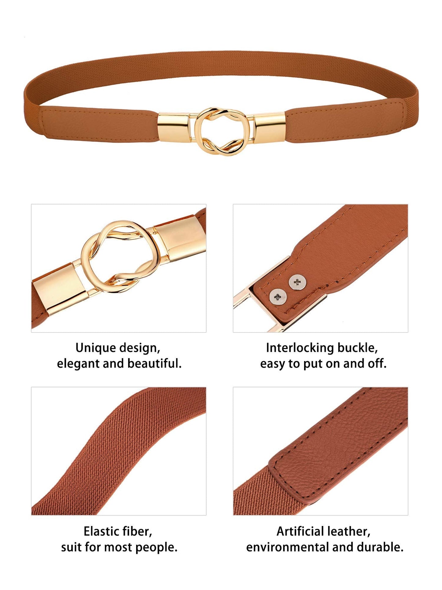Blulu 3 Pcs Women Skinny Waist Belt Elastic Stretch Thin Belt for Dresses Jeans Western Elastic Waist Cinch Accessories(Medium)