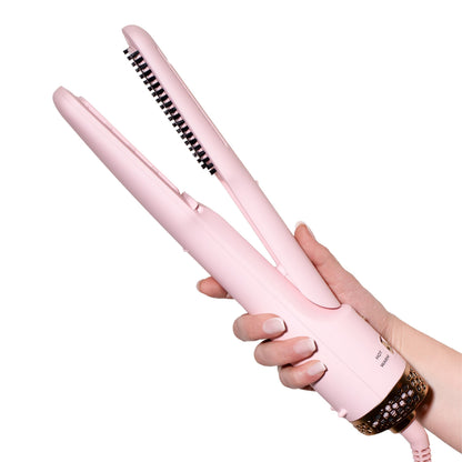 FoxyBae All-in-One Hair Styler - Ceramic Oval Barrel Blow Dryer Brush (75mm) for Drying, Curling, Volumizing & Straightening Hair [Party Pink]