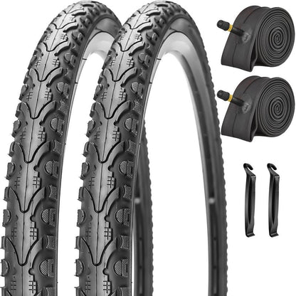SIMEIQI Pair of 26"x1.75" Bike Tires with or Without Inner Tubes of 26“x1.75”/2.125“ Replacement Tire for Hybrid City Road Commuter Bicycles Urban