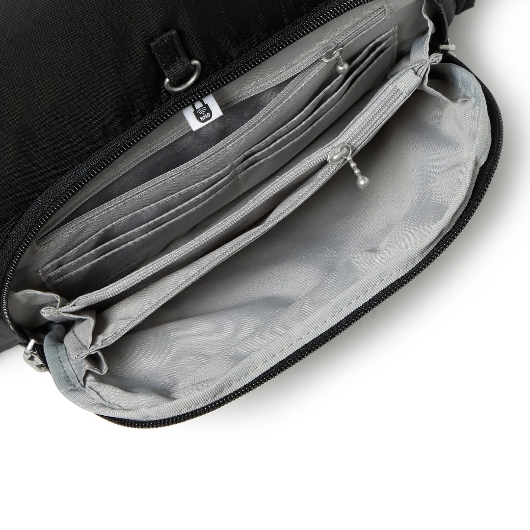 Securtex® Anti-theft Vacation Travel Backpack 10x13" Slash-Resistant Nylon Daypack w/RFID, Black