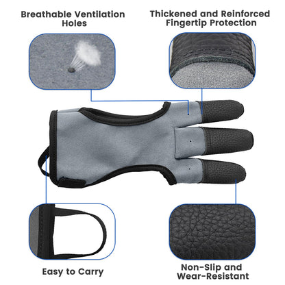 Seektop Archery Gloves Shooting Hunting Leather Three Finger Protector for Youth Adult Beginner