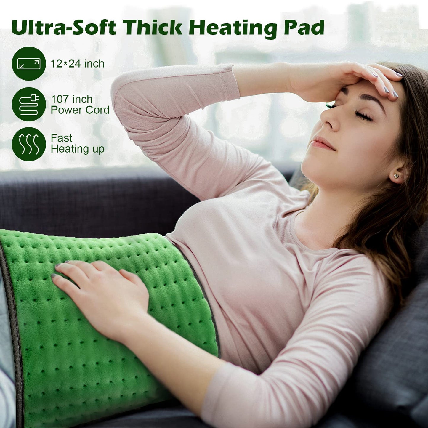 Heating pad for Back, Neck, Shoulder, Cramps and Leg Pain Relief, Heat Pads Christmas Gifts for Women, Men, Mom, Dad, Auto-Off,Machine Washable,Moist Dry Heat Options,Extra Large 12"x24"