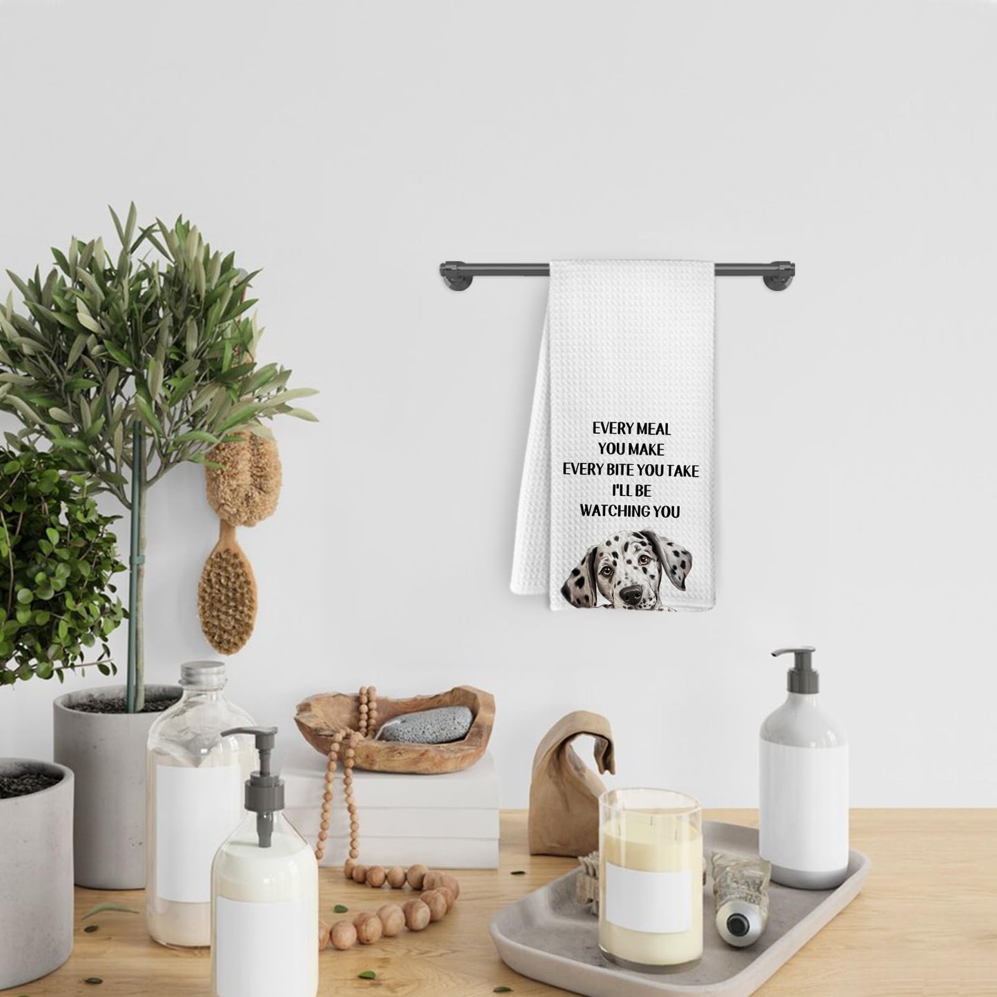 KFXHANGD Funny Dalmatian Dog Kitchen Towels, Dalmatian Dog Gifts for Women Men Kids, Every Meal You Make Every Bite You Take Dish Towels, Dogs Lover Themed Hand Tea Towel for Bathroom Kitchen, 16x24