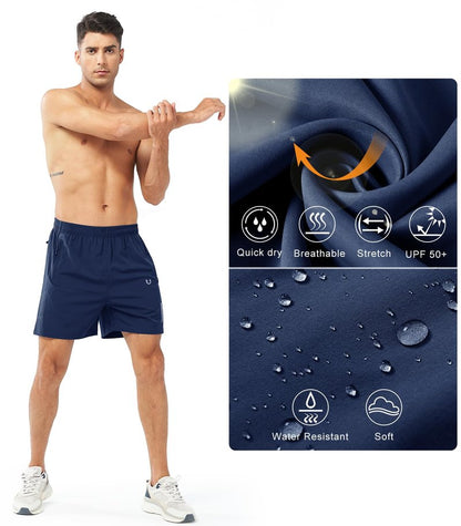 NORTHYARD Men's Athletic Running Shorts Gym Workout 7"/9"/5" Quick Dry Lightweight Sports Basketball Tennis 3 Zipper Pockets DARKBLUE-5inch 4XL