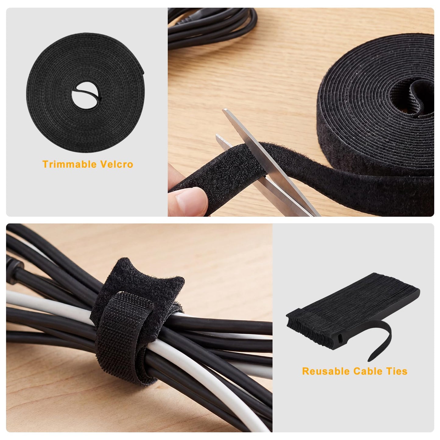 353 PCS Cable Management Kit - 1 Cable Management Box, 4 Cable Sleeve Split, 130 Adhesive Cable Clip, 17 Cable Holder, 1 Roll Cable Organizer Strap, 150 Cable Tie with 50 Mount, for Computer Desk TV