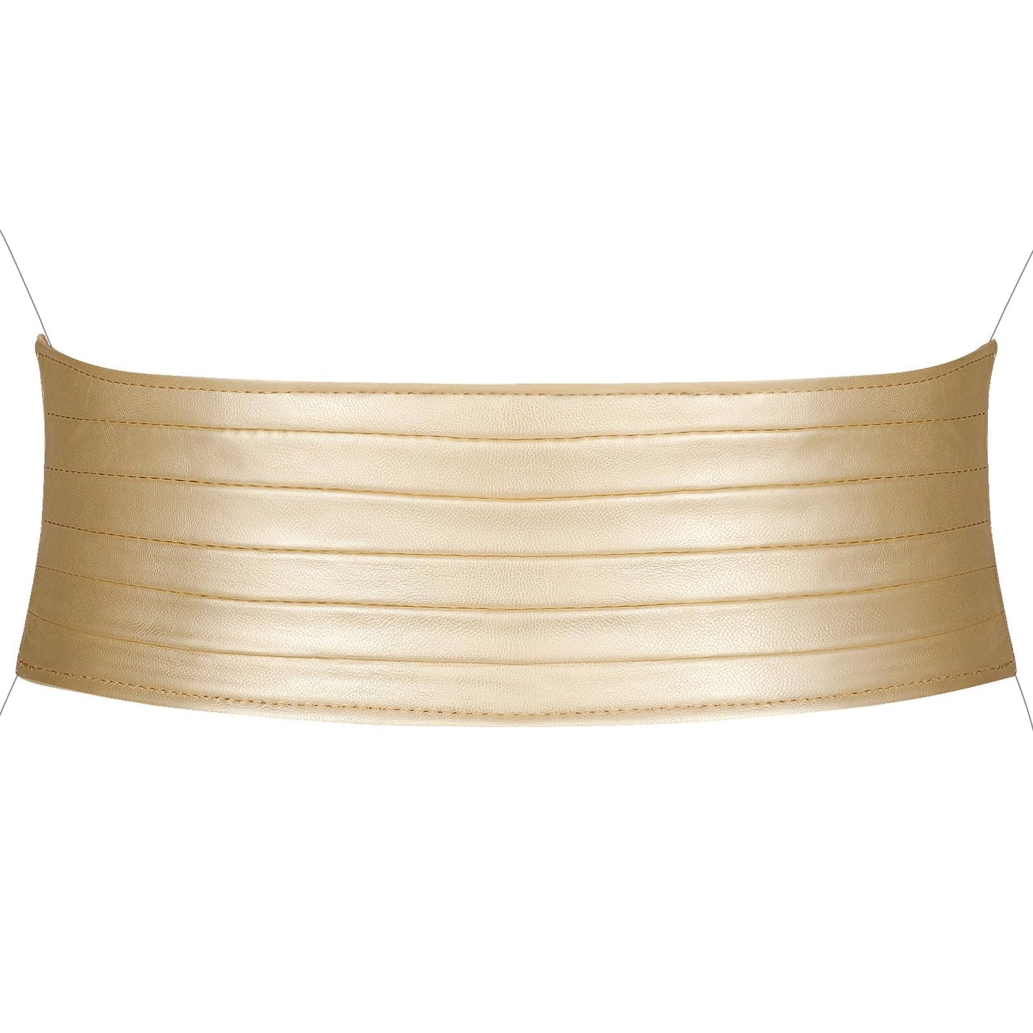 VONMELLI Women's Elastic Leather Wide Belts for Dresss Stretchy Waist Belt Fashion Ladies Corset Belts, Gold M