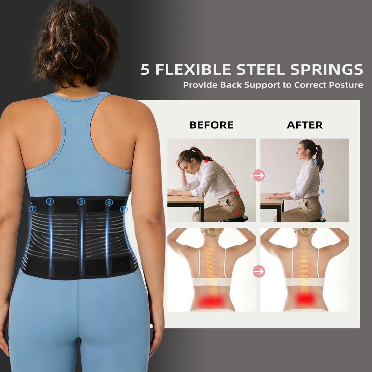 VobeNit Waist Trainer Belt for Women Segmented Corset Waist Cincher Trimmer Tummy Control Postpartum Faja Body Shaper Black