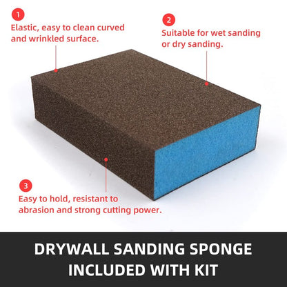 BONCART Wall Spackle & Drywall Repair Patch Kit with Mending Agent Putty, Repair Paste Plaster, Scraper & Sanding Sponge for Wall Crack/Nail Hole