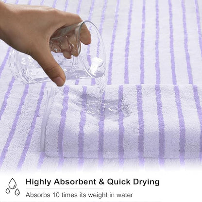 Oliven 8 Pcs Purple Cabana Stripe Large Bath Sheet Set Oversized Bath Towel-2