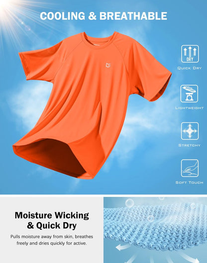 G Gradual Men's Athletic Workout T-Shirts Moisture Wicking Cooling Running Shirts Short Sleeve Performance Tee for Gym Tennis(Orange,4XL)