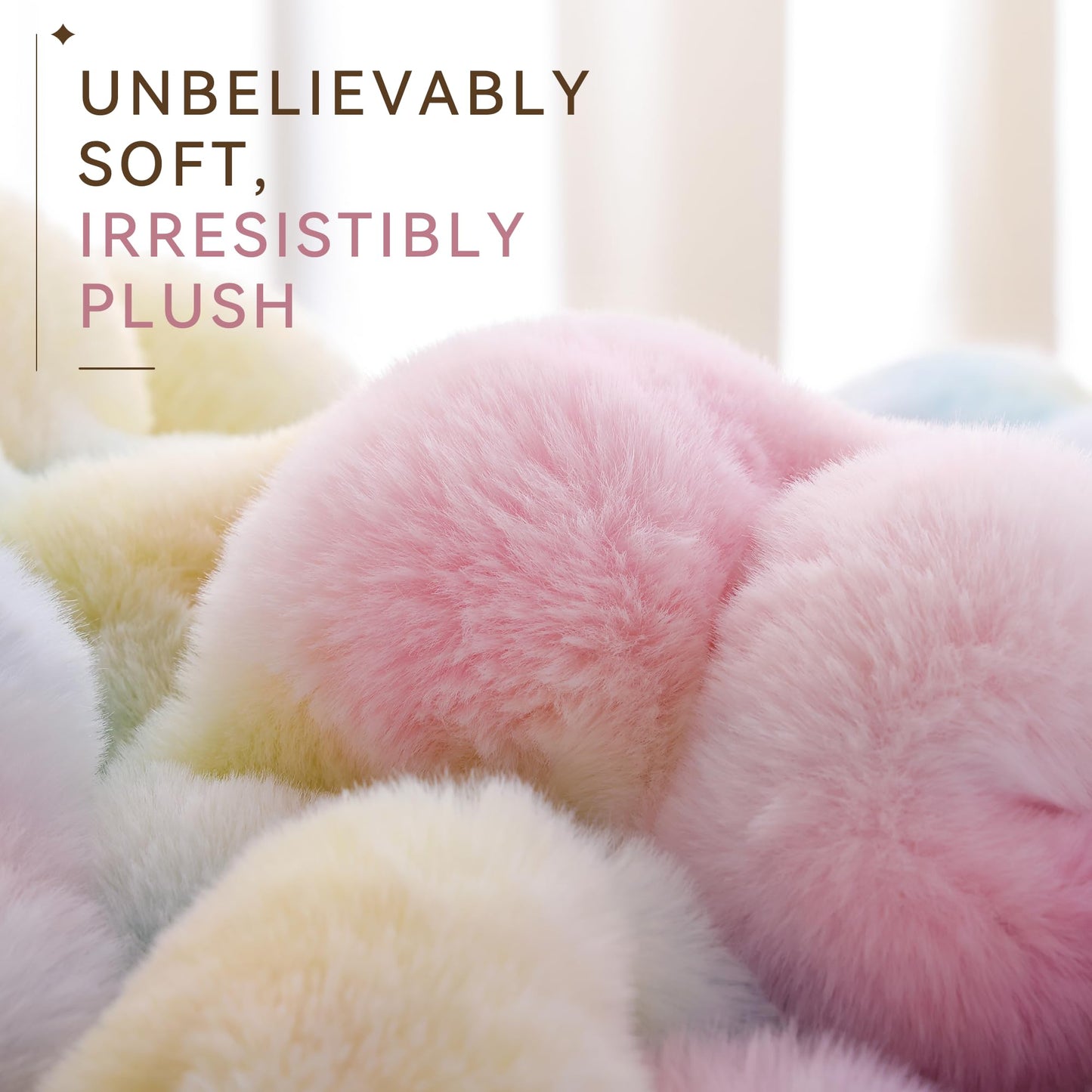 Smoofy Faux Fur Throw Blanket for Couch - Rainbow Super Soft Cozy Bubble Blanket, Fluffy Plush Fuzzy Throw for Sofa & Bed, Thick Lightweight Warm Blanket, Luxury Aesthetic Gift for Women 50"x60"
