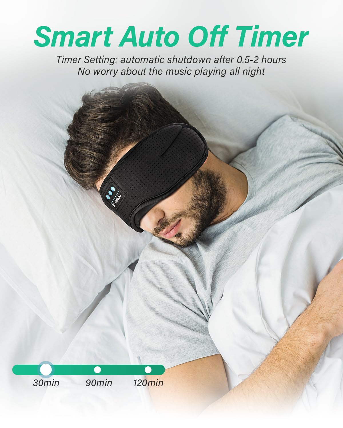 LC-dolida Sleep Headphones, White Noise Bluetooth Sleep Mask 3D Wireless Timing Eye Mask for Sleeping, Sleep Mask with Bluetooth Headphones for Side Sleepers Travel Yoga, Cool Gadgets for Men Women