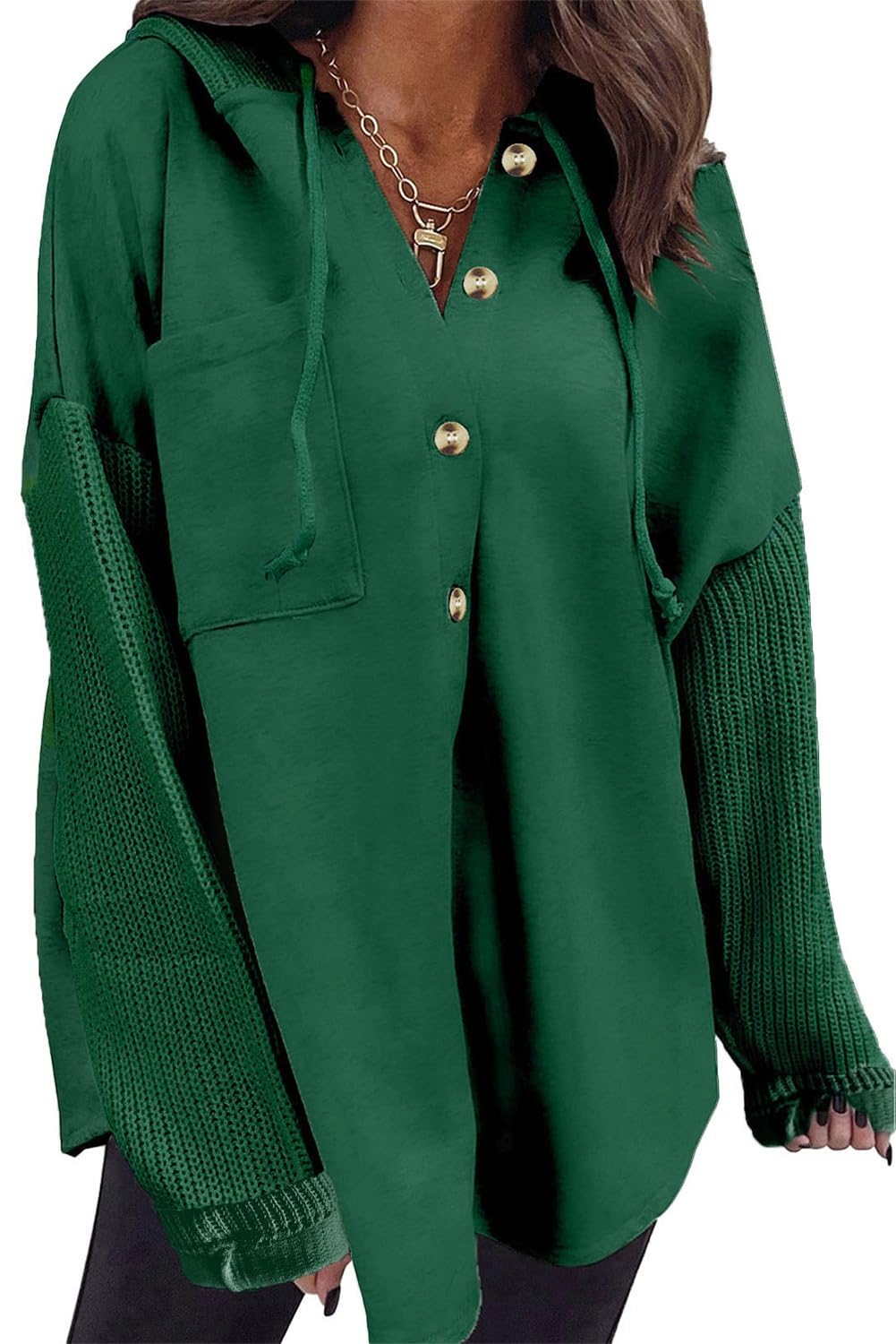 SHEWIN Oversized Sweatshirt for Women Loose Fit Casual Long Sleeve Button Hooded Sweatshirts Hoodies with Pocket