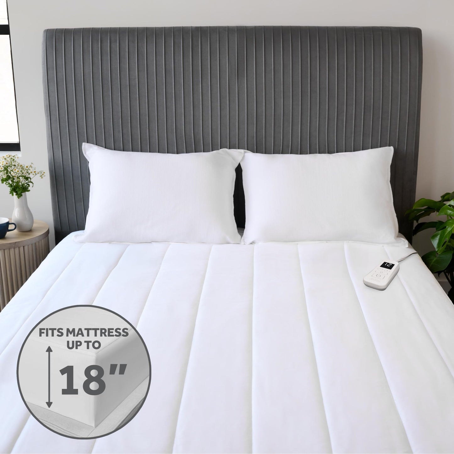 Sunbeam Premium Quilted Electric Heated Mattress Pad Twin 39" x 75" - 12 Heat Settings, 12-Hour Selectable Auto Shut-Off, Fast Heating, Warming Bed, Machine Washable, Extra-Soft Warm Cozy