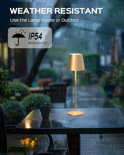 JACKYLED Cordless Table Lamps Rechargeable, 3 Adjustable Height, 5000mAh Battery Operated, 3 Colors Smooth Dimming, Portable LED Waterproof Table Lamp for Dining, Bedroom, Outdoor-Gold