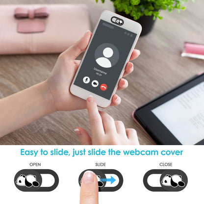 Laptop Camera Cover Slide, Panda Webcam Cover, 0.02 inch Cute Laptop Accessories for iPhone iPad iMac MacBook Pro Air Laptop PC Smartphone Tablet, Camera Privacy Covers Protect Your Visual Privacy