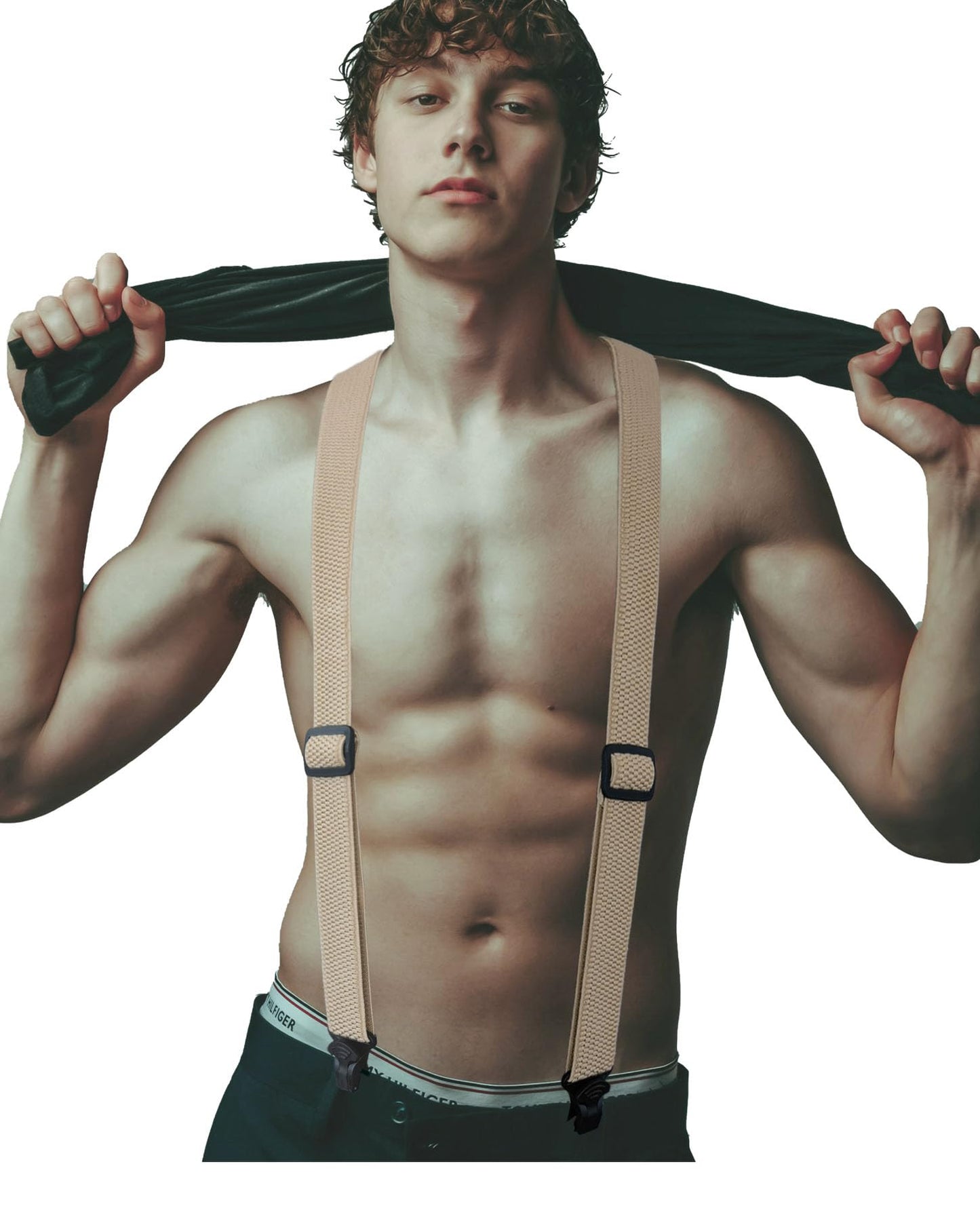 ZEAIFROOG Heavy Duty Suspenders for Men With Strong Plastic Clips Security Check Friendly.X-Shaped 1.5" Wide Khaki Men's Suspenders for Jeans or Pants